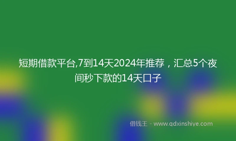 短期借款平台,7到14天2024年推荐，汇总5个夜间秒下款的14天口子