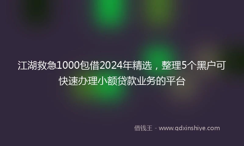江湖救急1000包借2024年精选，整理5个黑户可快速办理小额贷款业务的平台
