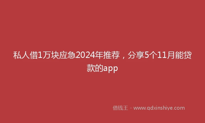 私人借1万块应急2024年推荐，分享5个11月能贷款的app