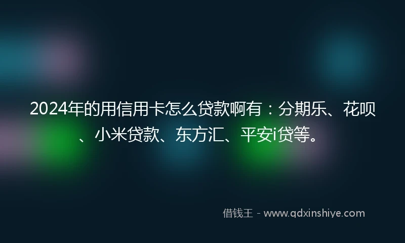 2024年的用信用卡怎么贷款啊有：分期乐、花呗、小米贷款、东方汇、平安i贷等。