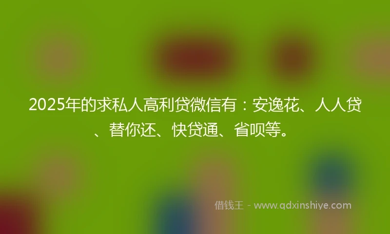 2025年的求私人高利贷微信有：安逸花、人人贷、替你还、快贷通、省呗等。