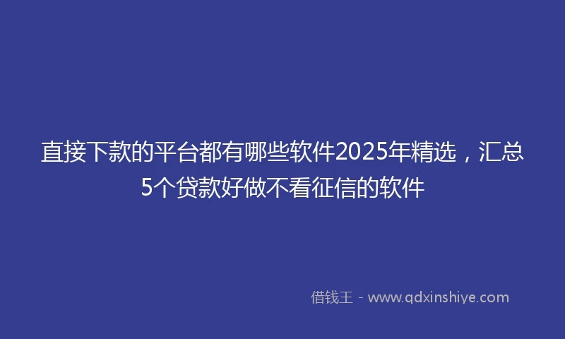 直接下款的平台都有哪些软件2025年精选，汇总5个贷款好做不看征信的软件