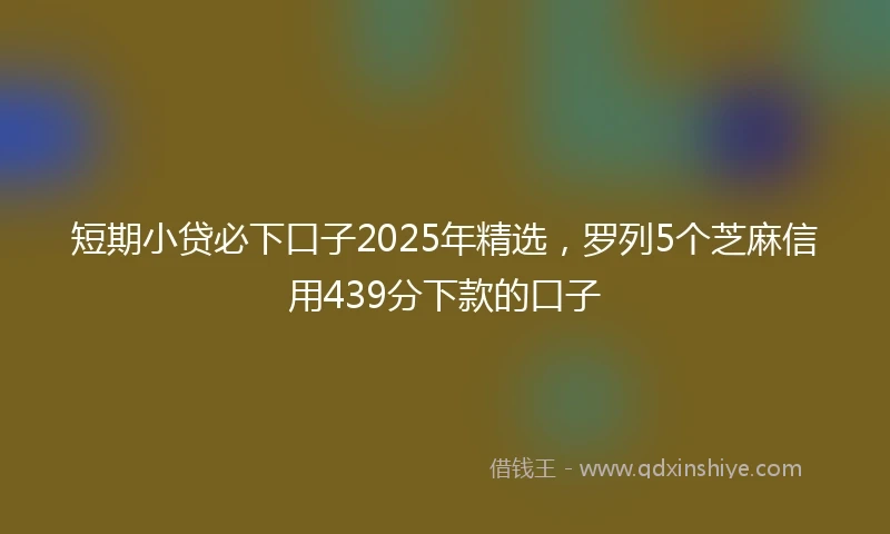 短期小贷必下口子2025年精选，罗列5个芝麻信用439分下款的口子