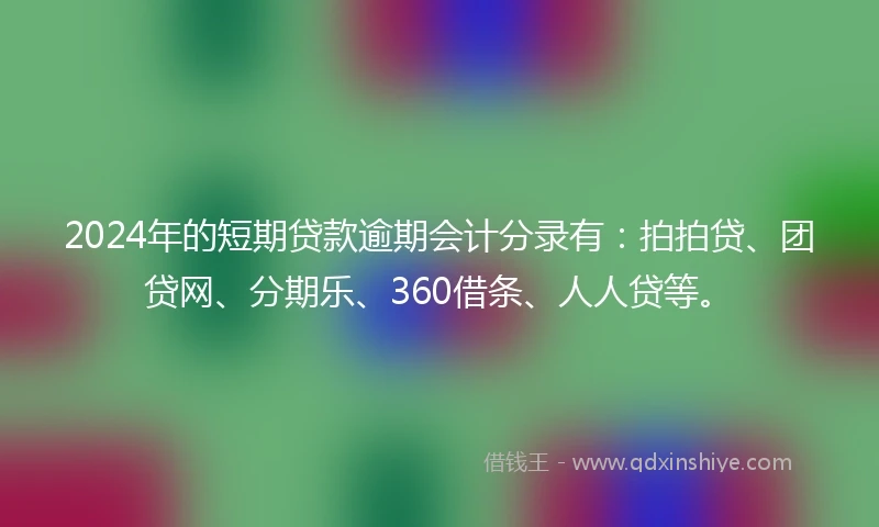 2024年的短期贷款逾期会计分录有：拍拍贷、团贷网、分期乐、360借条、人人贷等。