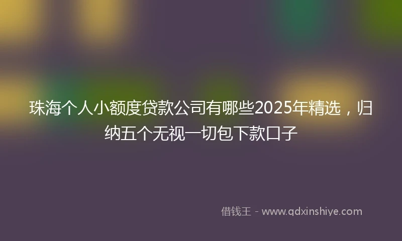 珠海个人小额度贷款公司有哪些2025年精选，归纳五个无视一切包下款口子