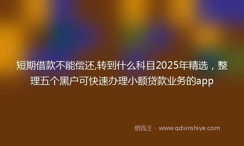 短期借款不能偿还,转到什么科目2025年精选，整理五个黑户可快速办理小额贷款业务的app