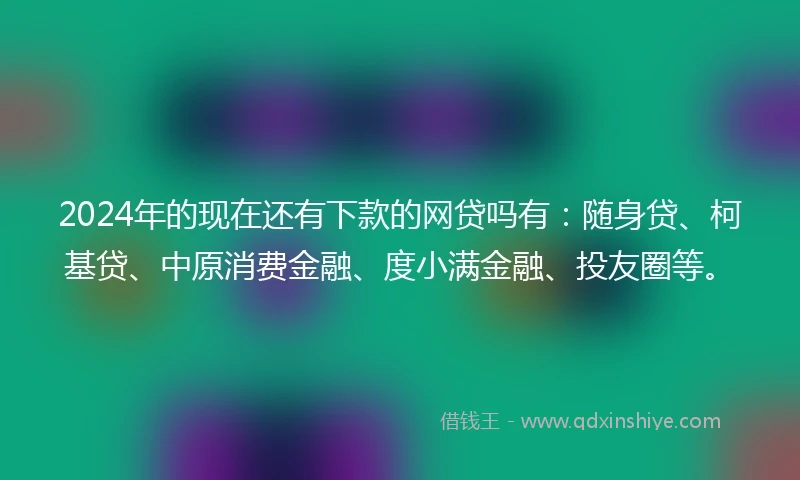 2024年的现在还有下款的网贷吗有：随身贷、柯基贷、中原消费金融、度小满金融、投友圈等。
