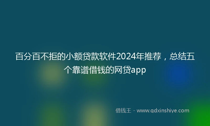 百分百不拒的小额贷款软件2024年推荐，总结五个靠谱借钱的网贷app