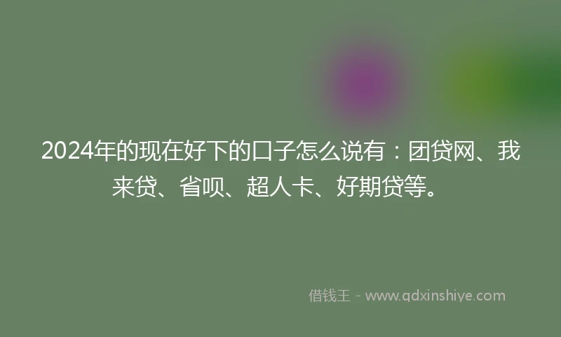 2024年的现在好下的口子怎么说有：团贷网、我来贷、省呗、超人卡、好期贷等。