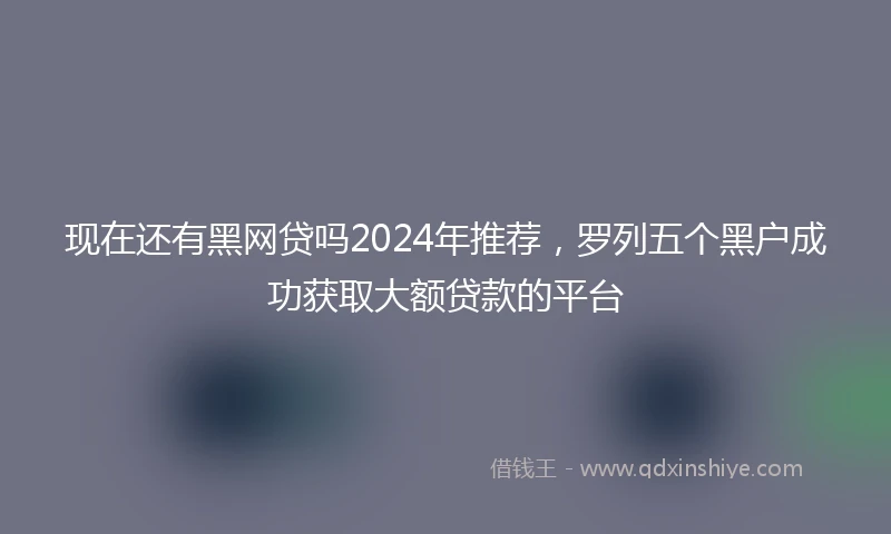 现在还有黑网贷吗2024年推荐，罗列五个黑户成功获取大额贷款的平台