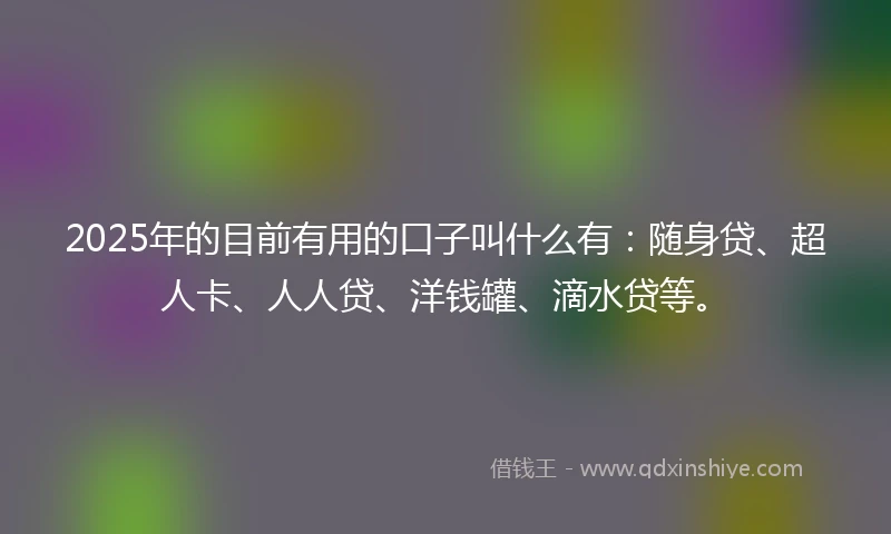 2025年的目前有用的口子叫什么有：随身贷、超人卡、人人贷、洋钱罐、滴水贷等。