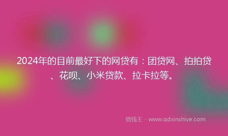2024年的目前最好下的网贷有：团贷网、拍拍贷、花呗、小米贷款、拉卡拉等。