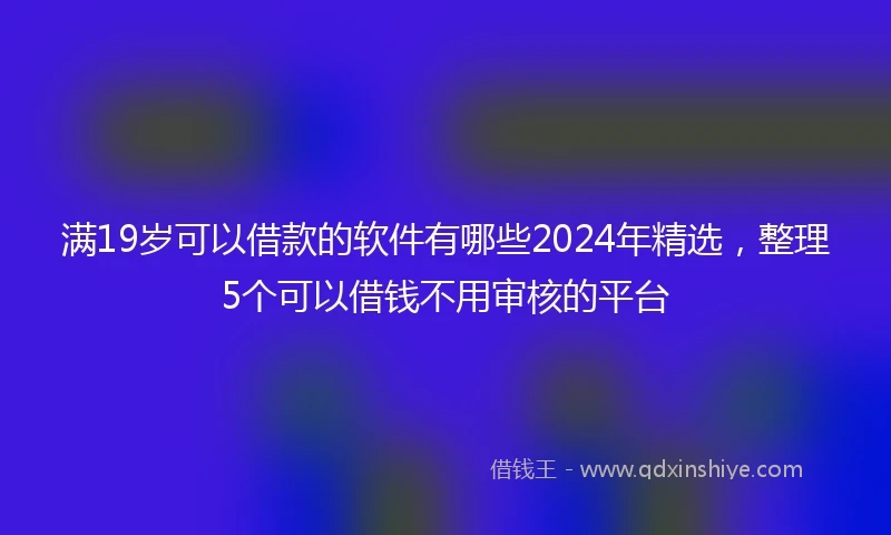 满19岁可以借款的软件有哪些2024年精选，整理5个可以借钱不用审核的平台