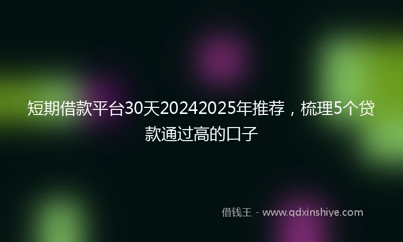短期借款平台30天20242025年推荐，梳理5个贷款通过高的口子