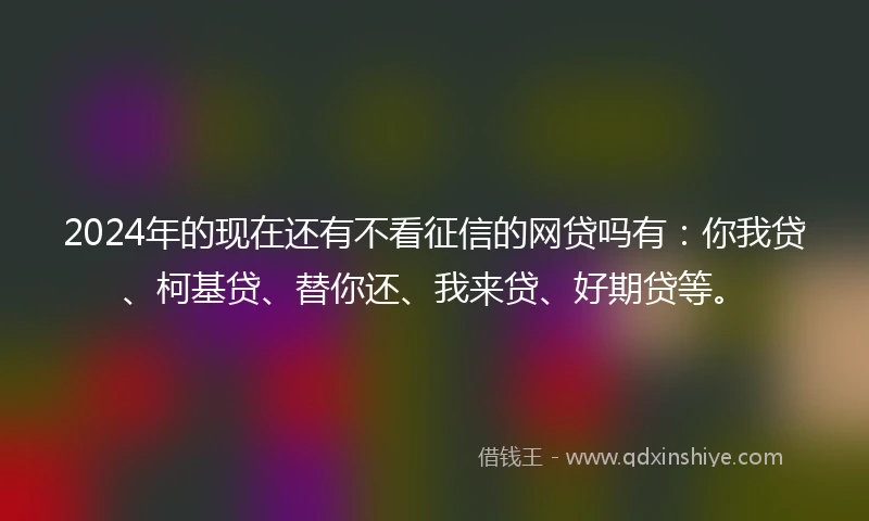 2024年的现在还有不看征信的网贷吗有：你我贷、柯基贷、替你还、我来贷、好期贷等。