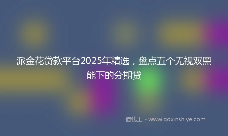 派金花贷款平台2025年精选，盘点五个无视双黑能下的分期贷