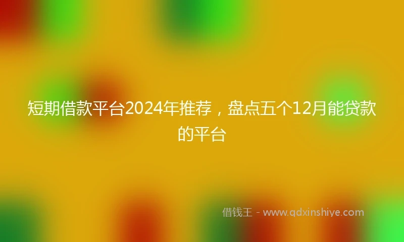 短期借款平台2024年推荐，盘点五个12月能贷款的平台