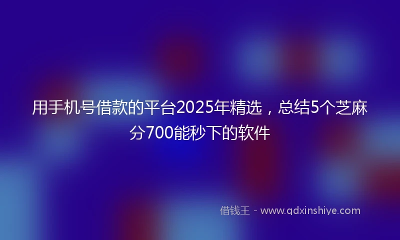 用手机号借款的平台2025年精选，总结5个芝麻分700能秒下的软件