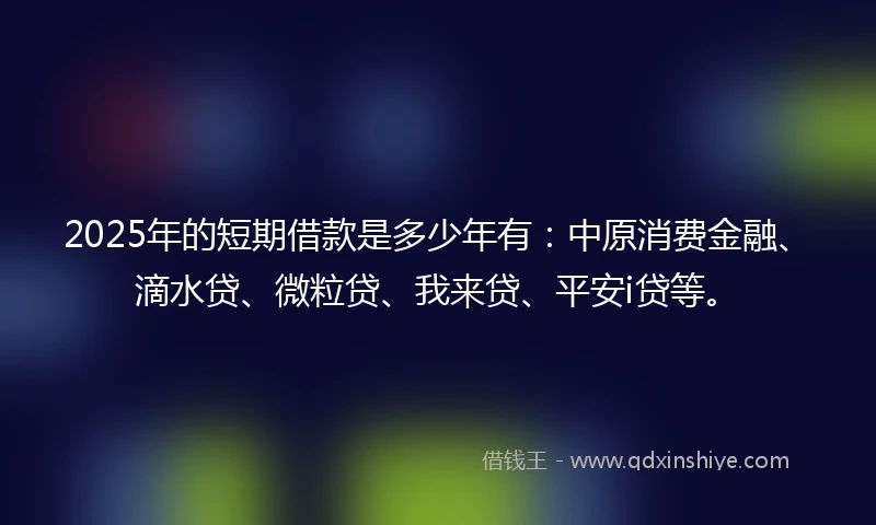 2025年的短期借款是多少年有：中原消费金融、滴水贷、微粒贷、我来贷、平安i贷等。