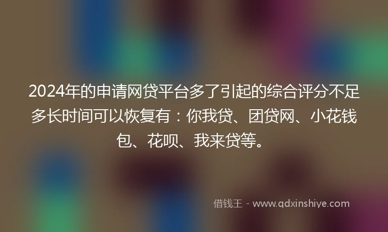 2024年的申请网贷平台多了引起的综合评分不足多长时间可以恢复有：你我贷、团贷网、小花钱包、花呗、我来贷等。