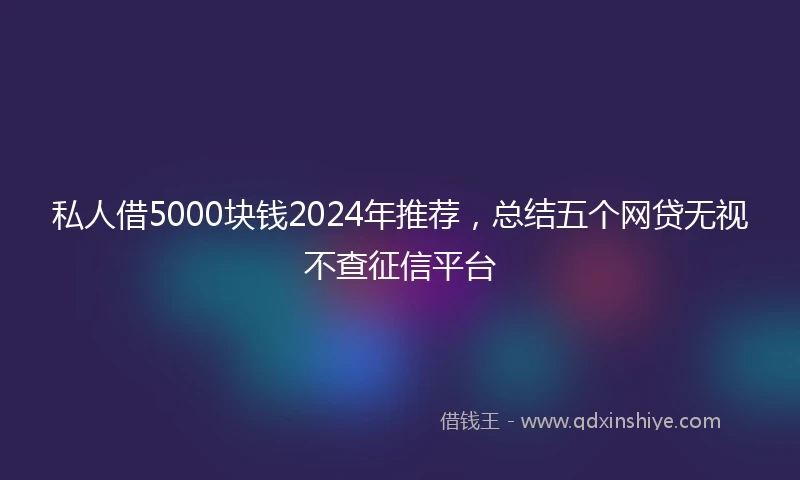 私人借5000块钱2024年推荐，总结五个网贷无视不查征信平台