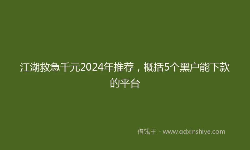 江湖救急千元2024年推荐，概括5个黑户能下款的平台