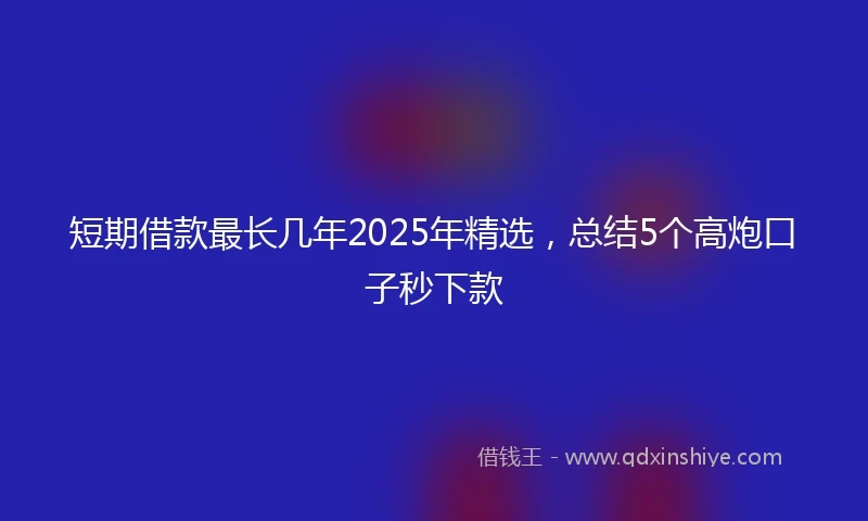 短期借款最长几年2025年精选，总结5个高炮口子秒下款