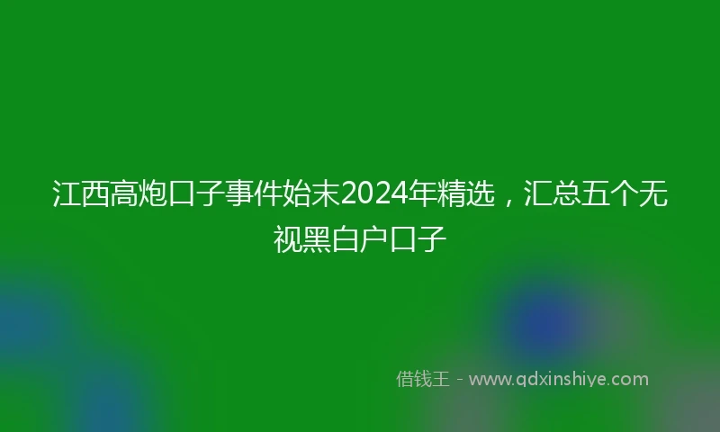 江西高炮口子事件始末2024年精选，汇总五个无视黑白户口子