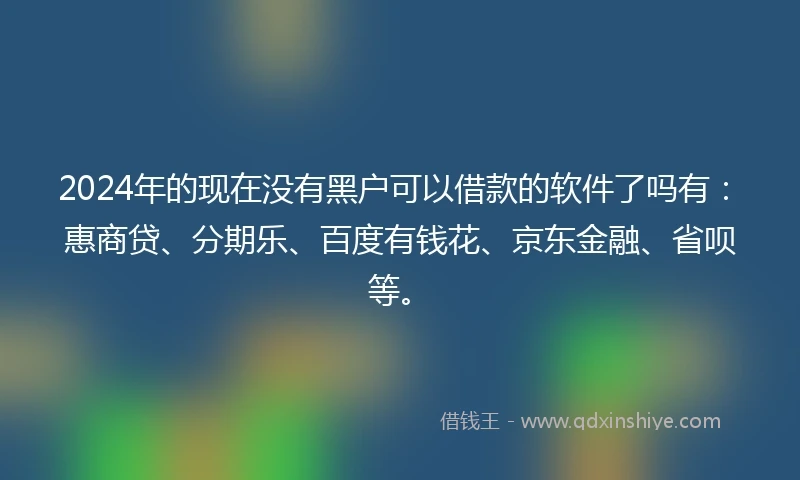 2024年的现在没有黑户可以借款的软件了吗有：惠商贷、分期乐、百度有钱花、京东金融、省呗等。