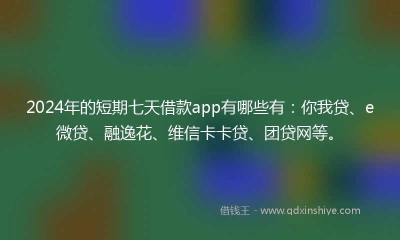 2024年的短期七天借款app有哪些有：你我贷、e微贷、融逸花、维信卡卡贷、团贷网等。