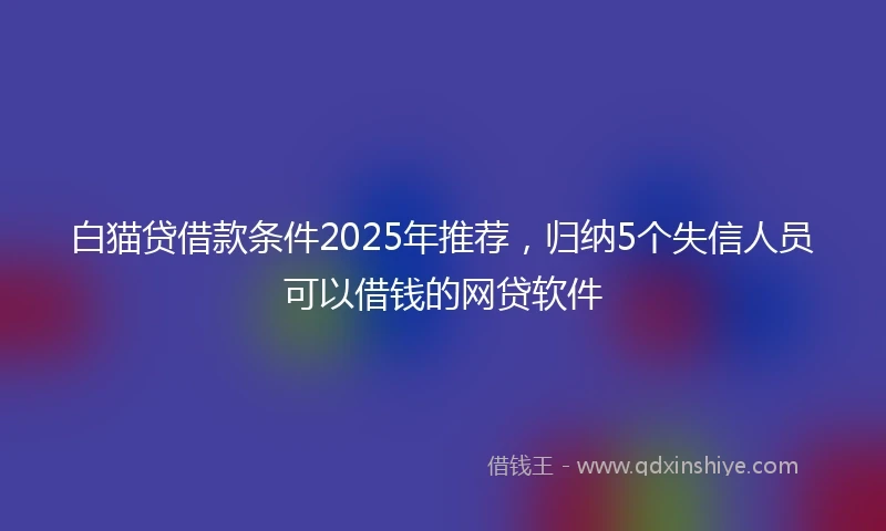 白猫贷借款条件2025年推荐，归纳5个失信人员可以借钱的网贷软件