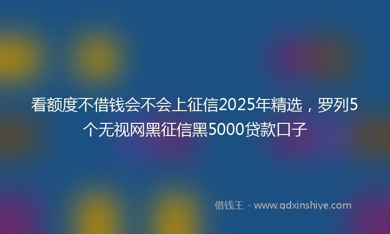 看额度不借钱会不会上征信2025年精选，罗列5个无视网黑征信黑5000贷款口子