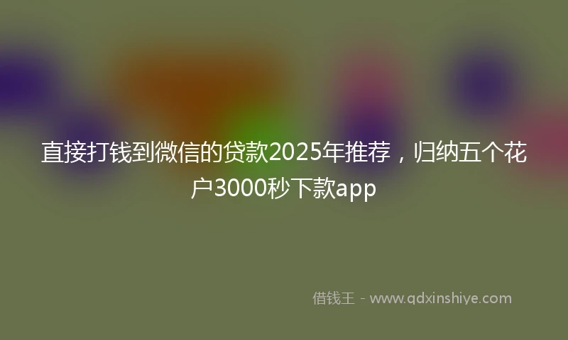 直接打钱到微信的贷款2025年推荐，归纳五个花户3000秒下款app
