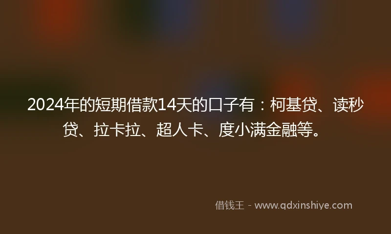 2024年的短期借款14天的口子有：柯基贷、读秒贷、拉卡拉、超人卡、度小满金融等。