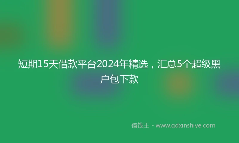 短期15天借款平台2024年精选，汇总5个超级黑户包下款