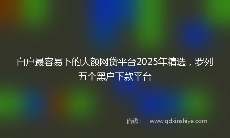 白户最容易下的大额网贷平台2025年精选，罗列五个黑户下款平台
