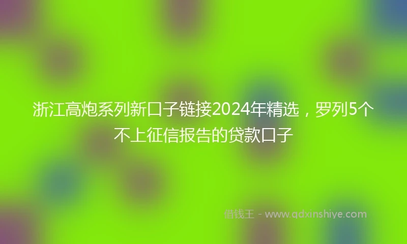 浙江高炮系列新口子链接2024年精选，罗列5个不上征信报告的贷款口子