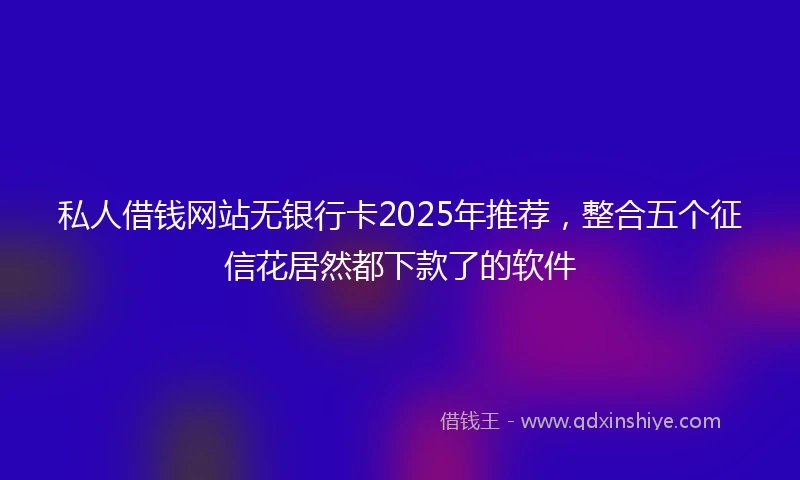 私人借钱网站无银行卡2025年推荐，整合五个征信花居然都下款了的软件