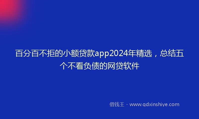 百分百不拒的小额贷款app2024年精选，总结五个不看负债的网贷软件