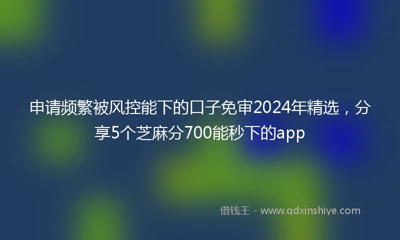 申请频繁被风控能下的口子免审2024年精选，分享5个芝麻分700能秒下的app