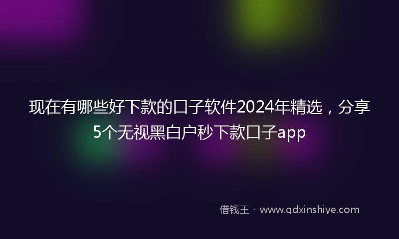 现在有哪些好下款的口子软件2024年精选，分享5个无视黑白户秒下款口子app