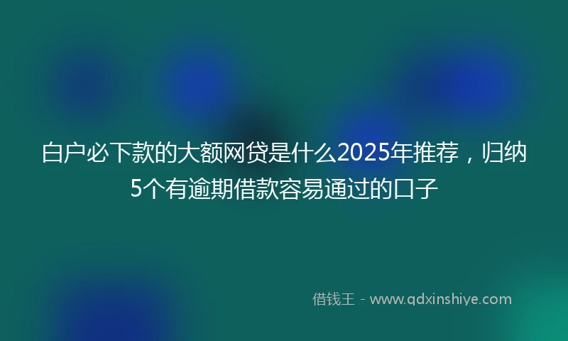 白户必下款的大额网贷是什么2025年推荐，归纳5个有逾期借款容易通过的口子