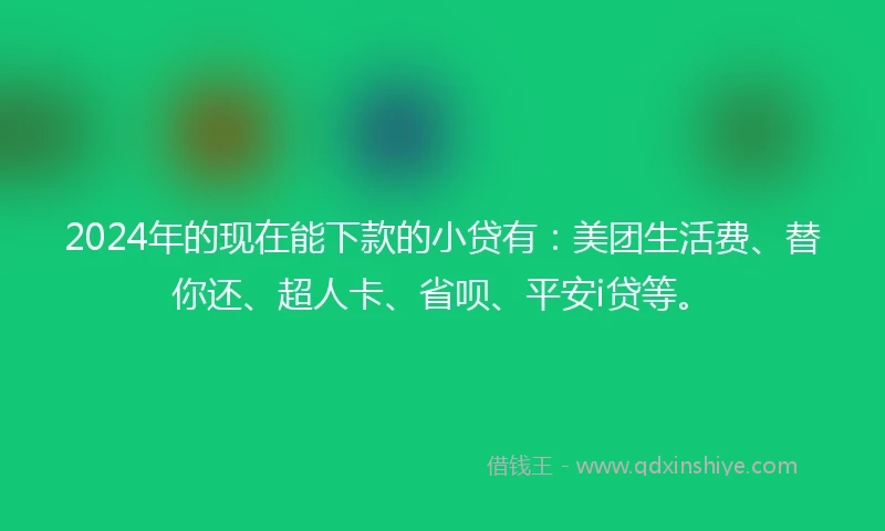 2024年的现在能下款的小贷有：美团生活费、替你还、超人卡、省呗、平安i贷等。