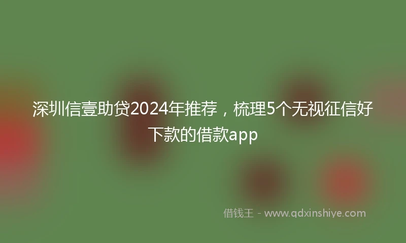 深圳信壹助贷2024年推荐，梳理5个无视征信好下款的借款app