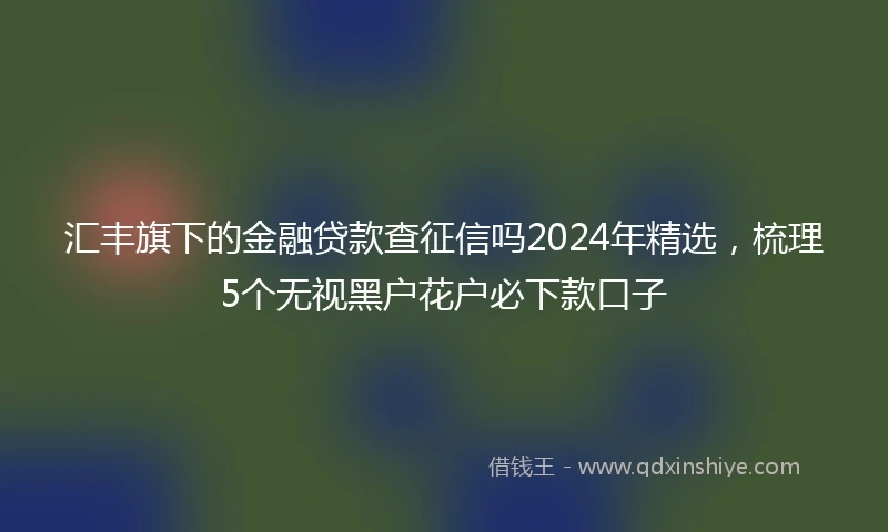 汇丰旗下的金融贷款查征信吗2024年精选，梳理5个无视黑户花户必下款口子