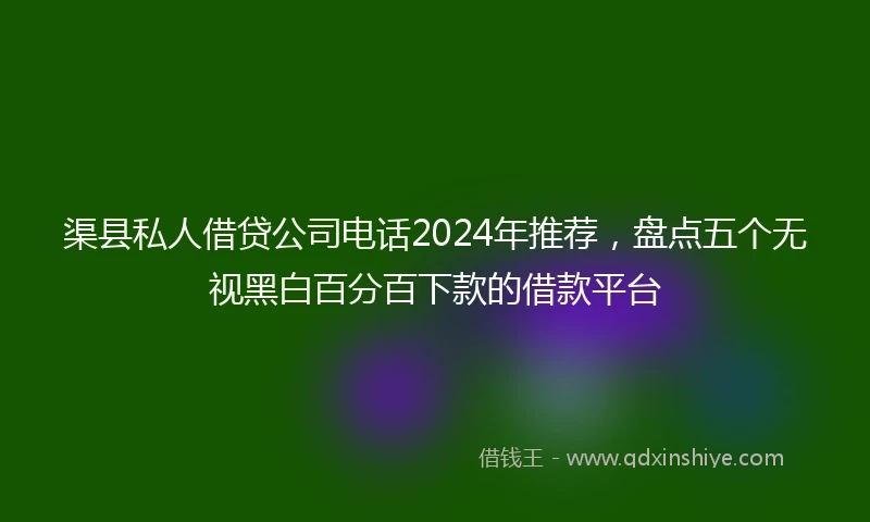 渠县私人借贷公司电话2024年推荐，盘点五个无视黑白百分百下款的借款平台