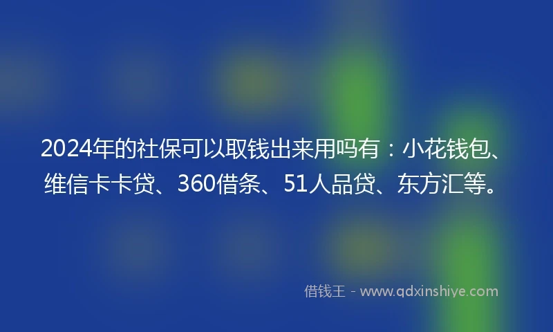 2024年的社保可以取钱出来用吗有：小花钱包、维信卡卡贷、360借条、51人品贷、东方汇等。