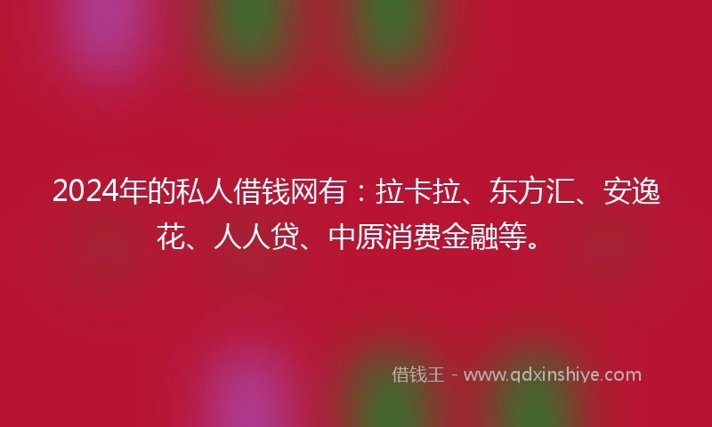 2024年的私人借钱网有：拉卡拉、东方汇、安逸花、人人贷、中原消费金融等。