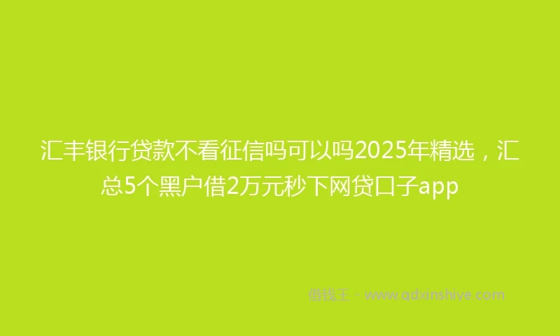 汇丰银行贷款不看征信吗可以吗2025年精选，汇总5个黑户借2万元秒下网贷口子app