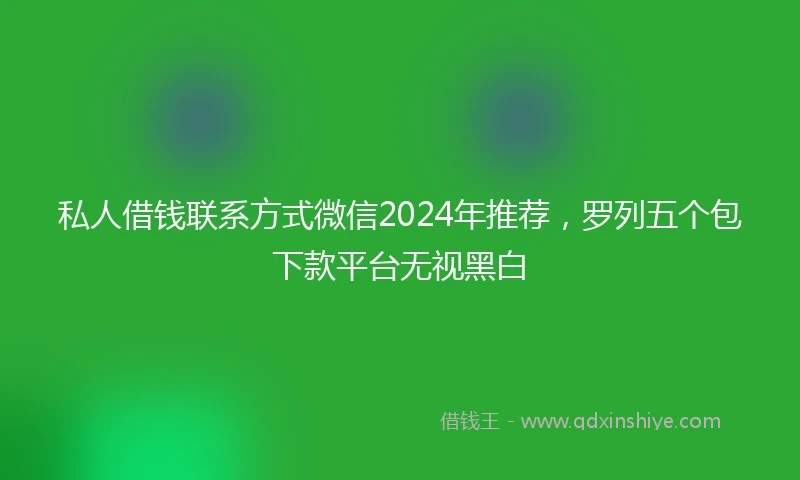 私人借钱联系方式微信2024年推荐，罗列五个包下款平台无视黑白